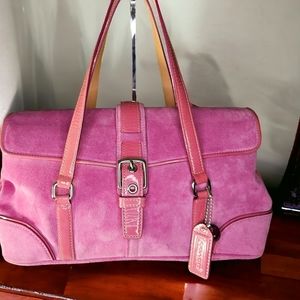 COACH Hamptons Handbag Pretty Pink Suede Coach No. K040 - 9270